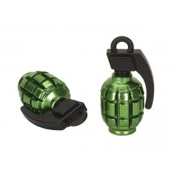 Black Ops Hand Grenade Valve Caps (Schrader) (Green/Black) - 98002