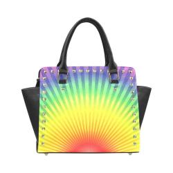 top-handle-leather-rainbow-radial-rivet-design-handbag