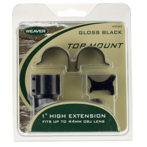 Weaver 1" High Steel Strap Aluminum Saddle Detachable Extension Top Mount Scope Ring, Glossy Black - 49060