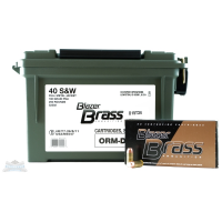 CCI Blazer Brass 40 S&W 180gr FMJ Flat Nose Ammo 250rd Can - 52202