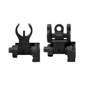 Troy Ind SSIGIARSTBT00 Tritium BattleSights Micro Set HK/Round Weapons w/Raised Top Rail Black Hardcoat Anodized Folding Aluminum Black Black