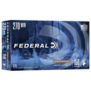 Federal 270B Power-Shok 270 Win 150 gr Jacketed Soft Point (JSP) 20 Bx/ 10 Cs