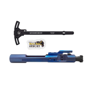 BHA Precision Complete M16 AR-15 5.56/300 Blue PVD Bolt Carrier Group With AR-15 WarHammer Mod2 Black Large Lever Ambi Black Charging Handle