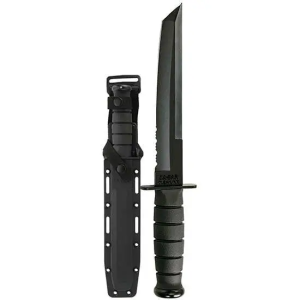 Ka-Bar 1245 Tanto 8 Tanto Part Serrated 1095 Cro-Van Kraton G Black Handle Fixed