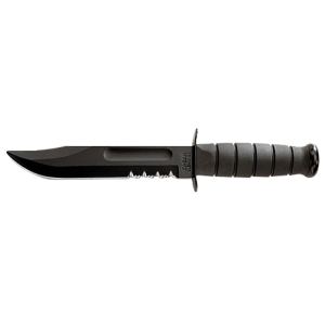 Ka-Bar 1214 Fighting/Utility 7 Serrated Kraton G Hndl Blk w/Sheath