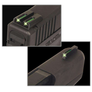 Truglo TG131GT2 Brite-Site TFO High Set Fits Glock 20/21/29/30/31/32/37 Tritium/Fiber Optic Green Front/Rear Black