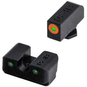 Truglo Tritium Pro Night Sights S&W Shield EZ 380 Green Tritium w/Orange Outline Front Tritium Green w/Black Outline Rear Black