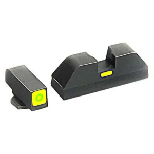 AmeriGlo GL614 CAP Night Sight Fits Glock 17/19 Tritium Green Tritium w/LumiGreen Outline Front Black w/Paint LumiGreen Rear