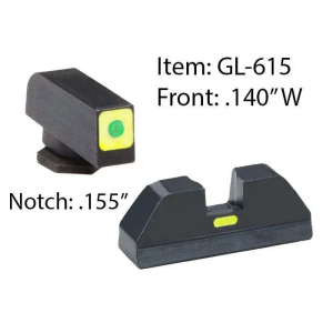 AmeriGlo GL615 CAP Night Sight Fits Glock 20/21 Tritium Green Tritium w/LumiGreen Outline Front Black w/Paint LumiGreen Rear