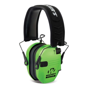 Walker's Razor Slim Electronic Muff Polymer 23 dB Over the Head Hi-Viz Green Ear Cups with Black Headband Adult