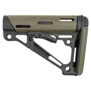 Hogue 15240 OverMolded Collapsible Buttstock Black Synthetic w/OD Green OverMolded Rubber for AR15/M16/M4 with Mil-Spec Tube