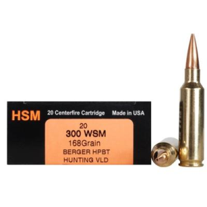 HSM BER300WSM168 Trophy Gold 300 WSM 168 gr Match Hunting Very Low Drag 20 Bx/ 25 Cs