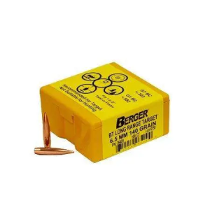 Berger Bullets 26409 Target 6.5 Creedmoor .264 140 gr Tangent Long Range Boat Tail 100 Per Box