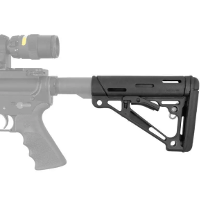 AR-15/M-16 OverMolded Collapsible Buttstock - Fits Commercial Buffer Tube - Black Rubber
