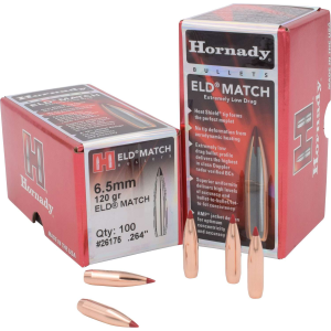 Hornady 26175 ELD Match 6.5 Creedmoor .264 120 gr Extremely Low Drag-Match 100 Per Box