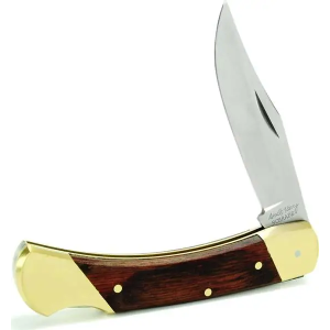 Uncle Henry Bear Paw Folder 3.7 7Cr17 High Carbon Stainless Steel Clip Point Wood w/Leather Sheath