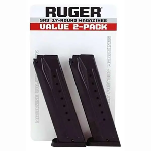 Ruger 90449 SR9/SR9c 9mm Luger Ruger SR9,SR9C,9E 17rd Black 2 Per Pack