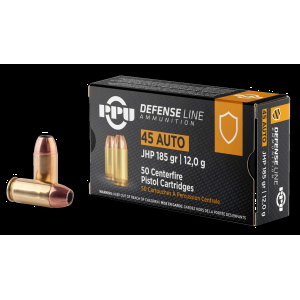 PPU PPD45 Defense 45 ACP 185 gr Jacketed Hollow Point 50 Bx/ 10 Cs