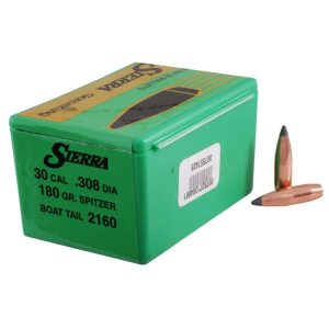 Sierra 2160 GameKing  30 Cal .308 180 gr Spitzer Boat Tail (SBT) 100 Per Box