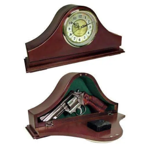 Peace Keeper MGC Mantle Gun Clock Personal Vault Magnetic Latch Front Panel Wood Mahogany