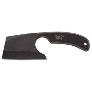 Browning 3220322B Cutoff Camp Boxed 2.50 Fixed Cleaver Plain Black Black Oxide Stonewashed 9Cr14MoV SS Blade, Black/Tan G10 Handle