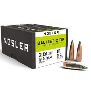 Nosler 30150 Ballistic Tip Hunting 30 Caliber .308 150 GR Spitzer 50 Per Box