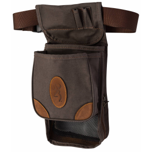 Browning Lona Large Deluxe Shell Pouch Flint Canvas Body w/Brown Leather Accents