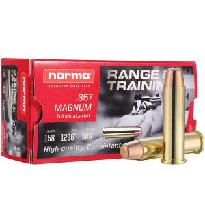 Norma Ammunition Range and Training 357 Mag 158 gr Full Metal Jacket Ammunition (FMJ) 50 Rd Box