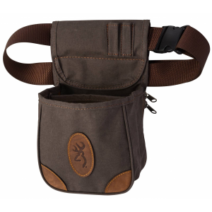Browning Lona Shell Pouch Flint Canvas Body w/Brown Leather Accents Adjustable
