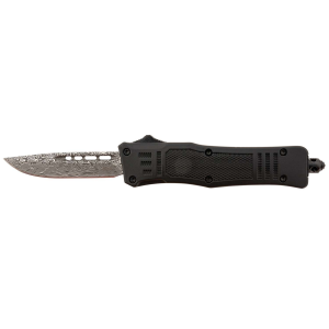 Steel River Knives MT616BDDP Spartan Mini 2.75 OTF Drop Point Plain Laser Etched Damascus 440C SS Blade/4.25 Black Aluminum Zinc Alloy Handle