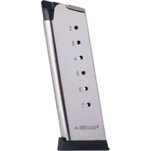 MEC-GAR 1911 OFFICER .45 ACP 7 HIGH CAPRD HT NICKEL MAGAZINE