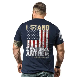 NINE LINE APPAREL I STAND FOR THE NATIONAL ANTHEM T-SHIRT MIDNIGHT NAVY BLUE COTTON SMALL