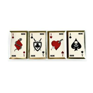 SOG THROWING DEATH CARDS THE 4 ACES3CR13 STAINLESS STEEL W NYLON SHEATH ( 6 PER CASE )