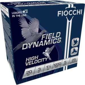 FIOCCHI HV LEAD AMO 20GA 3 IN 1 OZ #5 1200FPS 25-RD ( 10 BOXES PER CASE )