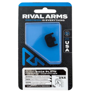 Rival Arms RA43G004A Slide Back Cover Plate  Double Stack Glock 17/19 Gen5 Black Anodized Aluminum Handgun