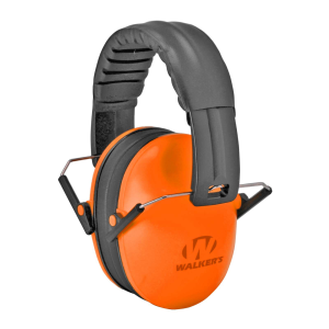 Walkers GWP-FKDM-OR Passive Baby & Kids Folding Polymer 22 dB Over the Head Orange Ear Cups w/Black Band