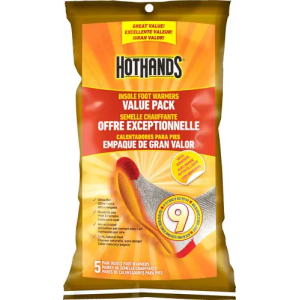 HOTHANDS INSOLE FOOT WARMER 5 PAIRS PER BAG 9 HOUR W/ADHSV