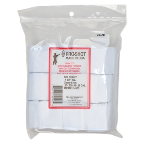 Pro-Shot 13/4-500 Cleaning Patches  Cotton 500 Per Pack 7mm, 38 Cal