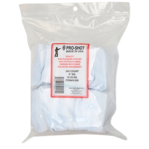 Pro-Shot 3-250 Cleaning Patches Cotton 250 Per Pack 12,16 Gauge