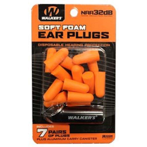 Walkers GWPPLGCANOR Foam Ear Plugs 32 dB Orange with Black Canister (7 Pair)