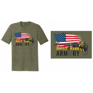 The District Tri-Blend BattleHawk Armory T-Shirt - Military Green USA FLAG - XL