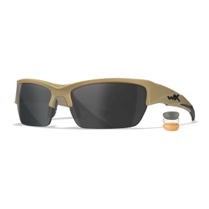 Wiley X CHVAL06T Valor Medium Smoke Gray/Clear/Light Rust Lens Polycarbonate Matte Tan Frame