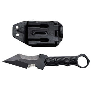 Civivi Knives C20037B-1 Orthrus 3.76 Fixed Karambit/Straight Black Stonewashed Nitro-V Steel Blade, 4.30 Black w/Finger Ring G10 Handle