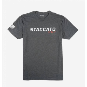 Staccato 2011 Men's/Unisex Wordmark Tee, Heather Charcoal, Small