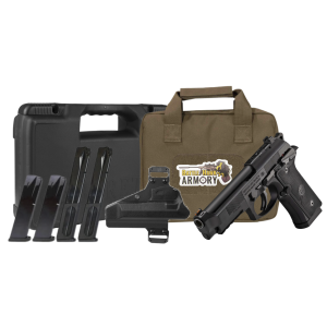 Beretta 92GTS FS 9mm 47 Barrel 4 Magazines Optics Ready Pistol Range Bundle w 2 Cases  Holster