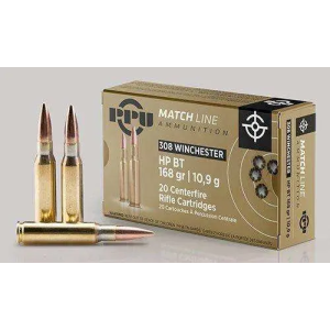 PPU PPM3082 Match 308 Win 168 gr Hollow Point Boat Tail (HPBT) 20 Bx/ 10 Cs