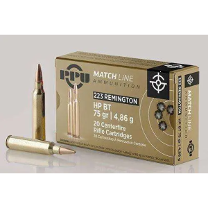 PPU PPM2232 Match  223 Rem 75 gr Hollow Point Boat Tail (HPBT) 20 Bx/ 50 Cs