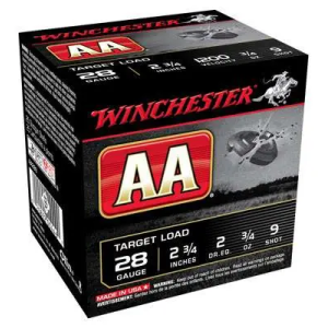WINCHESTER AA 28GA CASE LOT 25RD 10BX/CS 1200FPS 3/4OZ #9