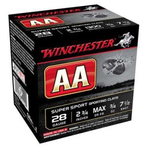 Winchester Ammo AA Target Loads 28 Gauge 2.75 3/4 oz 7.5 Shot 25 Bx/10 Cs