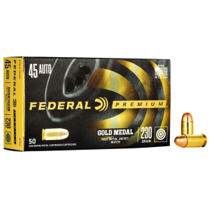 Federal GM45A Gold Medal 45 ACP 230 gr Full Metal Jacket (FMJ) 50 Bx/ 20 Cs